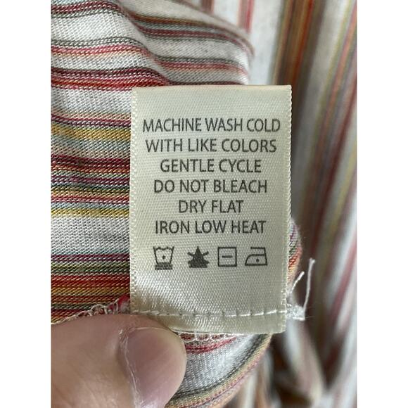 Max Studio Shirt Womens 2XL White Multi Stripe Side Tie Asymmetrical Hem - Picture 8 of 9